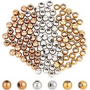 304 Stainless Steel Spacer Beads, Round, Mixed Color, 4x3~4mm, Hole: 1~2mm, 120pcs/box(STAS-UN0004-94)