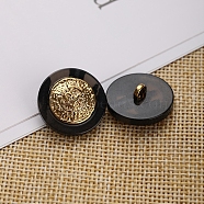 1-Hole Resin Shank Buttons, with Alloy Finding, for Garment Accessories, Flat Round, Black, 16.5mm(SENE-PW0013-09A-01)
