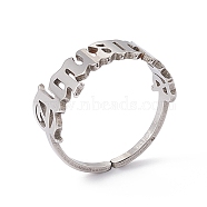 304 Stainless Steel Constellation Open Cuff Ring for Women, Aquarius, US Size 7 1/4(17.5mm)(RJEW-C035-01B-P)