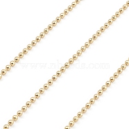 Brass Ball Chains, Unwelded, with Spool, Round, Real 18K Gold Plated, 1.5mm(CHC-M025-62G)