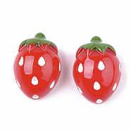 Resin Cabochons, Strawberry, Red, 17x12x9mm(X-CRES-Q210-02)