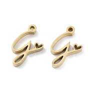 304 Stainless Steel Charms, Laser Cut, Real 14K Gold Plated, Letter G, 11.5x6.5x1.5mm, Hole: 1mm(X-STAS-M327-02G-G)