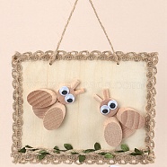 DIY Bees Painting Handmade Materials Package for Parent-Child, including Unfished Wood Cabochons, Picture Frame, Rope and Cotton Ribbon, BurlyWood, 12x15x0.25cm, Hole: 3mm(DIY-P036-03)