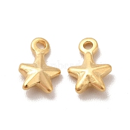 Brass Charms, Cadmium Free & Lead Free, Star Charm, Real 24K Gold Plated, 7x5x2mm, Hole: 0.5mm(KK-H442-24G)