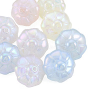 Rainbow Iridescent Plating Acrylic Beads, Glitter Beads, Flower, Mixed Color, 23.5x23.5x15mm, Hole: 2mm(OACR-N010-071)