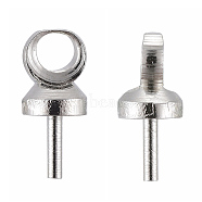 Brass Cup Pearl Peg Bails Pin Pendants, For Half Drilled Beads, Platinum Color, about 2.5mm wide, 7mm long, hole: 1.5mm, pin: 0.5mm(KK01)