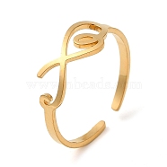 304 Stainless Steel Cuff Rings, Open Finger Ring for Women, Infinity, Golden, US Size 8 1/2(18.5mm)(RJEW-G299-05G)