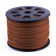 Faux Suede Cords, Faux Suede Lace, Saddle Brown, 1/8 inch(3mm)x1.5mm, about 100yards/roll(91.44m/roll), 300 feet/roll(LW-S028-40)