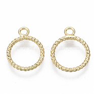 Brass Pendants, Nickel Free, Round Ring, Real 18K Gold Plated, 15x11.5x1mm, Hole: 1.8mm(KK-S348-462-NF)