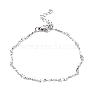 304 Stainless Steel Wave Bar Link Chain Bracelet, Stainless Steel Color, 6-3/4 inch(17.1cm)(BJEW-K226-08P)