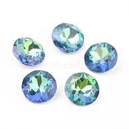 Pointed Back & Back Plated Glass Rhinestone Cabochons, Grade A, Faceted, Flat Round, Sphinx, 10x5mm(RGLA-J012-10mm-001SP)
