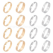 40Pcs 4 Style 201 Stainless Steel Plain Band Adjustable Rings for Women, Golden & Stainless Steel Color, US Size 7 3/4(17.9mm), 10pcs/style(STAS-UN0037-14)