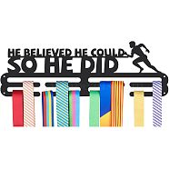 Word He Believed He Could So He Did, Running Theme Iron Medal Hanger Holder Display Wall Rack, with Screws, Man Pattern, 150x400mm(ODIS-WH0021-439)