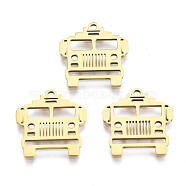 Ion Plating(IP) 201 Stainless Steel Pendants, Laser Cut, Truck, Golden, 16.5x16x1mm, Hole: 4mm(STAS-T044-267G)
