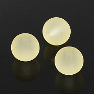 Transparent Glass Bead Strands, Frosted, Round, Light Goldenrod Yellow, 8mm, Hole: 1~1.6mm, about 99pcs/strand, 31.4 inch(X-GLAA-S031-8mm-23)