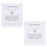 FIBLOOM 2Pcs 2 Colors Alloy Pendant Necklaces Set, Hollow Lotus, Platinum & Light Gold, 17.80 inch(45.2cm), 1Pc/color(NJEW-FI0001-54)