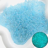 Luminous Transparent Glass Beads, No Hole Beads, Round, Light Sky Blue, 2~2.5mm(PW-WG36095-07)