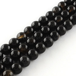 Natural Black Onyx Round Bead Strands, Dyed, 10mm, Hole: 1mm, about 38pcs/strand, 14.9 inch(G-R198-10mm)