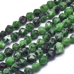 Natural Ruby in Zoisite Beads Strands, Faceted, Round, 6~6.5x5.5mm, Hole: 1mm; about 63pcs/strand, 15.16''(38.5cm)(G-L552O-06-6mm)