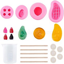 3D Fruits Food Grade Silicone Molds Kits, For DIY Cake Decoration, Chocolate, Candy, UV Resin & Epoxy Resin Jewelry Making, with Disposable Latex Finger Cots, Measuring Cup Plastic Tools, Mixed Color, 87x57.5x24mm,  Inner Size: 69x39mm(DIY-PH0004-76)