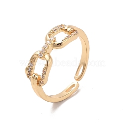 Brass Micro Pave Cubic Zirconia Open Cuff Rings, Cuboid, Inner Diameter: 16.8mm(RJEW-R146-07A-KCG)