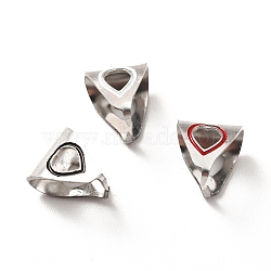 304 Stainless Steel Snap on Bails, with Enamel, Heart, Stainless Steel Color, Mixed Color, 9x8x7mm, Pin: 1mm(STAS-I193-09P)