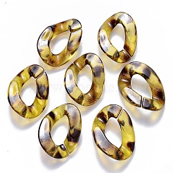 Transparent Acrylic Linking Rings, Quick Link Connectors, Imitation Leopard Skins, for Curb Chains Making, Twist, Gold, 30x21x6mm, Inner Diameter: 16x8mm(X-OACR-S036-001B-A01)