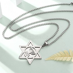 Hanukkah 304 Stainless Steel Star of David Pendant Necklaces, Non-Tarnish, Stainless Steel Color, 23.23~23.62 inch(59~60cm)(NJEW-Z058-02P)