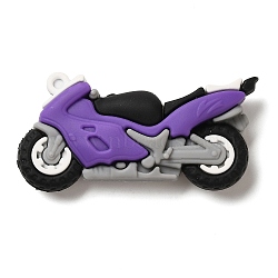 PVC Plastic Pendants, Motorbike, Mauve, 30x59x12mm, Hole: 2.5mm(KY-N023-01C)