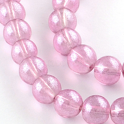 Transparent Spray Painted Glass Bead Strands, Round, Orchid, 8mm, Hole: 1.3~1.6mm, about 104pcs/strand, 32.7 inch(X-DGLA-R050-8mm-08)