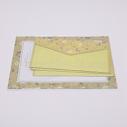 Paper Envelopes & Letter Papers, Floral Pattern, Rectangle, Yellow, 8.7~21x14.3~16.5x0.01~0.03cm, 9pcs/set(DIY-WH0204-24F)