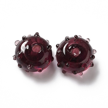 Handmade Bumpy Lampwork Beads, Round, Dark Red, 12x13x8mm, Hole: 1.6mm