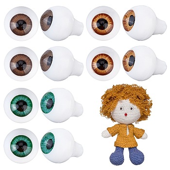AHADERMAKER 6 Pairs 3 Colors Teardrop Shaped Acrylic Doll Craft Eyes, for Bjd Doll Safety Animal Eyes Making, Mixed Color, 10x8mm, Hole: 1.2mm, 2 pairs/color