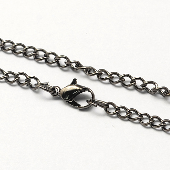 Vintage Iron Twisted Chain Necklace Making for Pocket Watches Design, with Lobster Clasps, Gunmetal, 31.5 inch, Link: 3.3x4.6x0.9mm