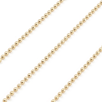 Brass Ball Chains, Unwelded, with Spool, Round, Real 18K Gold Plated, 1.5mm