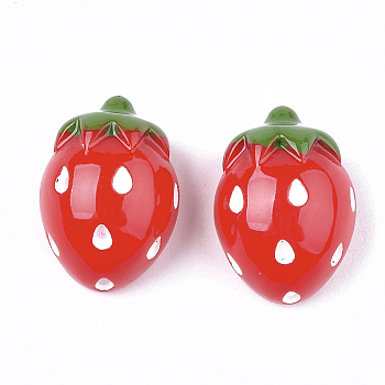 Resin Cabochons, Strawberry, Red, 17x12x9mm
