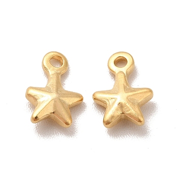 Brass Charms, Cadmium Free & Lead Free, Star Charm, Real 24K Gold Plated, 7x5x2mm, Hole: 0.5mm