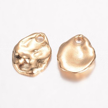 Alloy Hammered Charms, teardrop, Golden, 11x9x2mm, Hole: 1.5mm