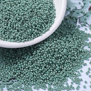 MIYUKI Round Rocailles Beads, Japanese Seed Beads, (RR2028) Matte Opaque Sea Foam Luster, 11/0, 2x1.3mm, Hole: 0.8mm, about 1100pcs/bottle, 10g/bottle