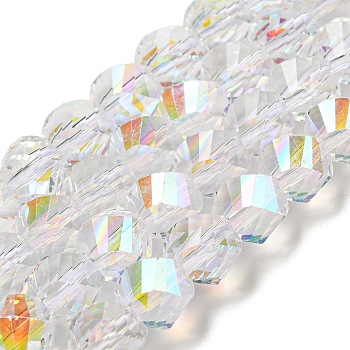 Glass Imitation Austrian Crystal Beads, Faceted, Twist, Clear AB, 8x6mm, Hole: 1.4mm, about 57~58pcs/strand, 15.94''~16.14''(40.5~41cm)