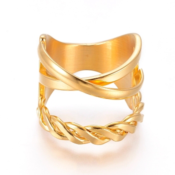 304 Stainless Steel Finger Rings, Golden, Size 7, 17mm