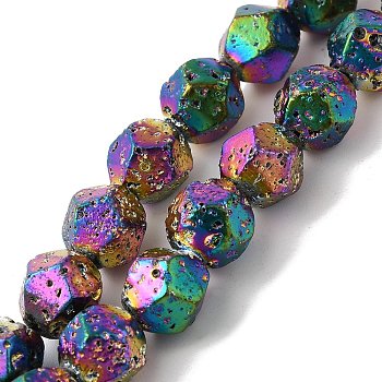 Blaking Painted Natural Lava Rock Beads Strands, Faceted Round, Colorful, 9.5~10mm, Hole: 1.2mm, about 39pcs/strand, 15.75''(40cm)