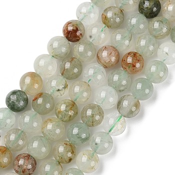 Natural Green Rutilated Quartz Beads Strands, Round, 8mm, Hole: 0.8mm, about 47pcs/strand, 15.35''(39cm)