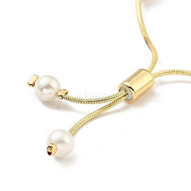 bracelet coulissant en perles de coquillage avec chaîne serpent en laiton(X-BJEW-B066-01B-02)-3