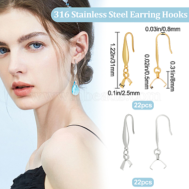 44Pcs 2 Colors 316 Stainless Steel Earring Hooks(STAS-BBC0004-24)-2