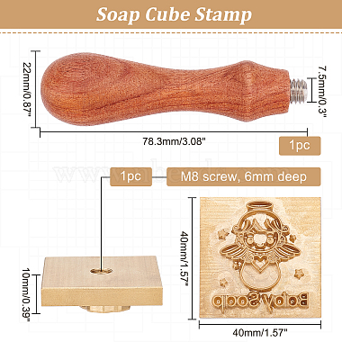 Brass Wax Seal Stamp Head & Pearwood Handle Kit(AJEW-OC0002-85F)-2