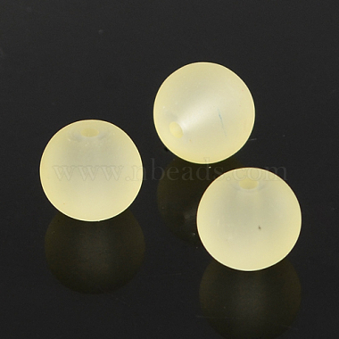 8mm LightGoldenrodYellow Round Glass Beads