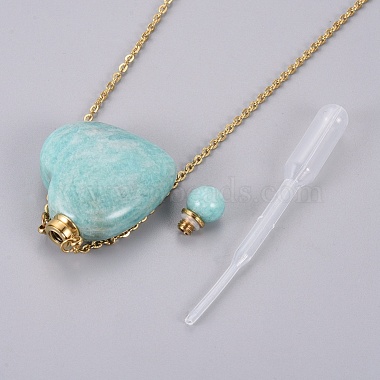 Natural Amazonite Openable Perfume Bottle Pendant Necklaces(G-K295-A04-G)-4
