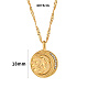 Golden Stainless Steel Micro Pave Cubic Zirconia Pendant Necklaces(UF9683-2)-2
