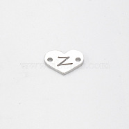304 Stainless Steel Links, Heart with Letter, Stainless Steel Color, Letter.Z, 9x12x1mm, Hole: 1.2mm(STAS-CJC0001-03Z-P)